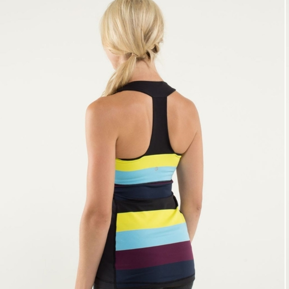 Lululemon Scoop Neck Tank Pow Stripe Split Pea / Black - Picture 3 of 8